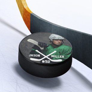 Disco De Hockey Nombre y número de la foto completa personalizada