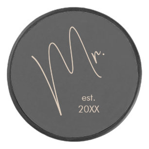 Disco De Hockey Novio Moderno Beige + Letra Negra