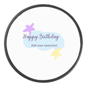 Disco De Hockey Nubes azul pastel estrellas púrpura feliz cumpleañ