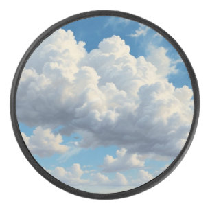 Disco De Hockey Nubes blancas y cielo azul despejado