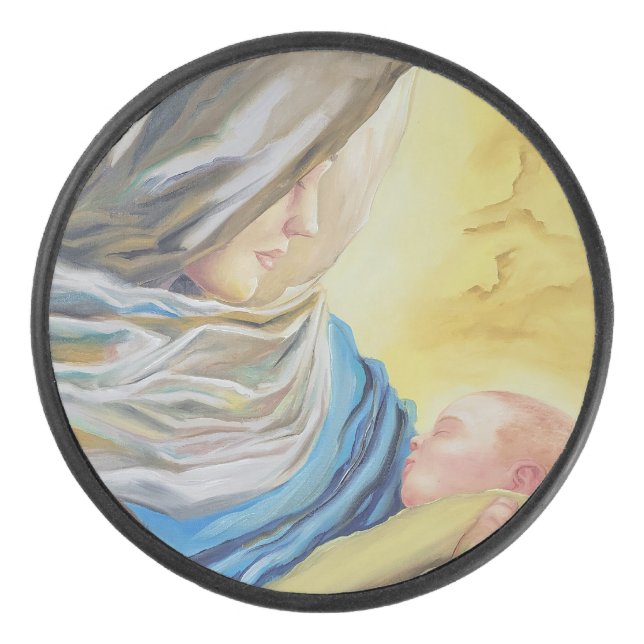 Disco De Hockey Nuestra Señora del Silencio agarrando al bebé Jesú (Anverso)