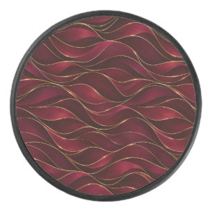 Disco De Hockey Olas de mármol rojo burgundy elegantes con acento