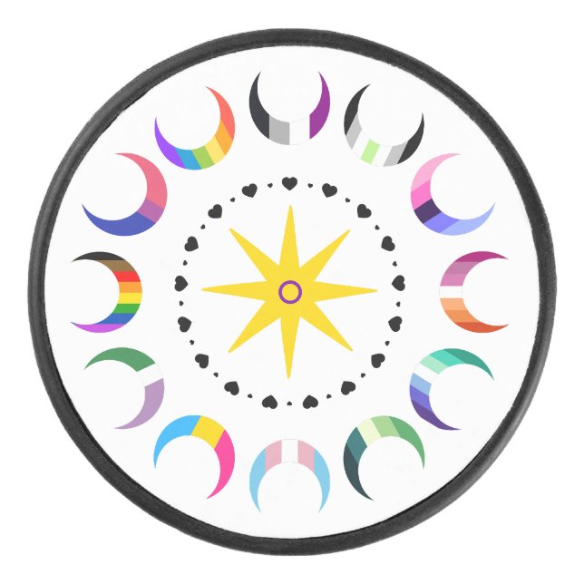 Disco De Hockey Orgullo de las Lunas Crecientes Queer (Anverso)