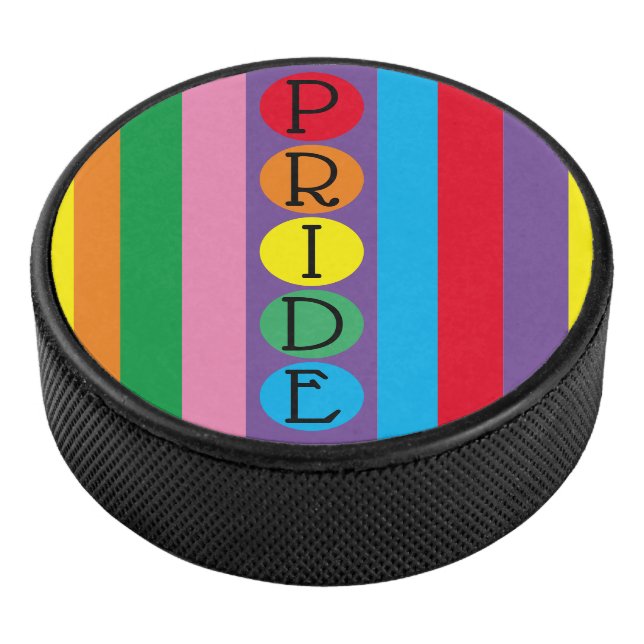 Disco De Hockey Orgullo redondo de arco iris LGBTQ (3/4)