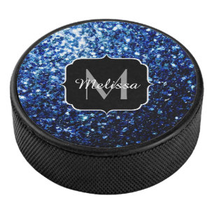 Disco De Hockey Oscuro Azul profundo brillante purpurina chisme Mo