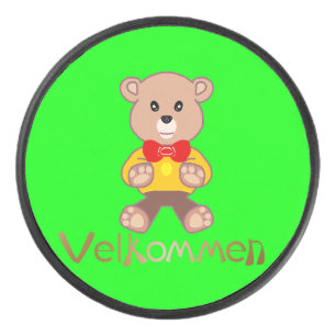 Disco De Hockey Oso de manzana verde de bienvenida