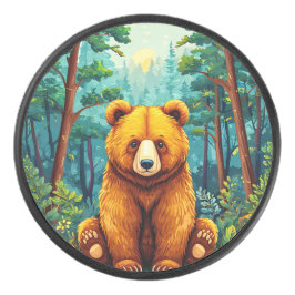 Disco De Hockey Oso Pardo en un Bosque