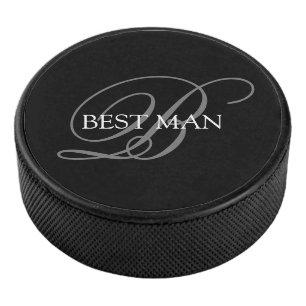 Disco De Hockey Padrino de Boda Monograma