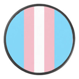 Disco De Hockey pale trans flag on hockey puck