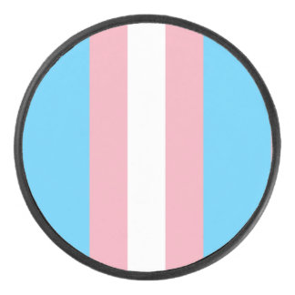 Disco De Hockey pale trans flag on hockey puck