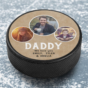 Disco De Hockey Papá rústico te queremos 3 fotos Día del Padre