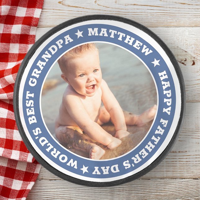 Disco De Hockey Para el abuelo feliz día del padre foto Keepsake (Subido por el creador)