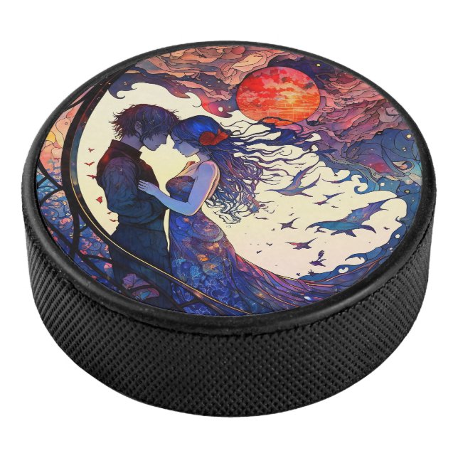 Disco De Hockey Pareja Faux Stained Glass Puck (3/4)