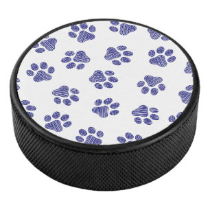 Disco De Hockey Pasta de perro, patas de perro, patas azules de la
