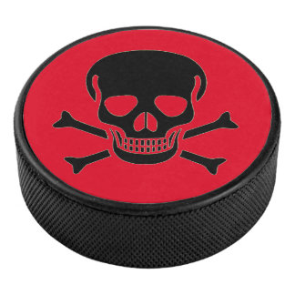 Disco De Hockey Pato de hockey rojo Black Skull