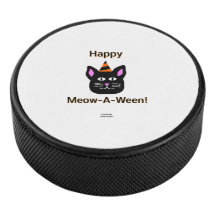 Pato negro Meow-A-Ween Hockey Puck