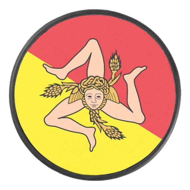 Disco De Hockey Pato patriótico de hockey con bandera de Sicilia (Anverso)