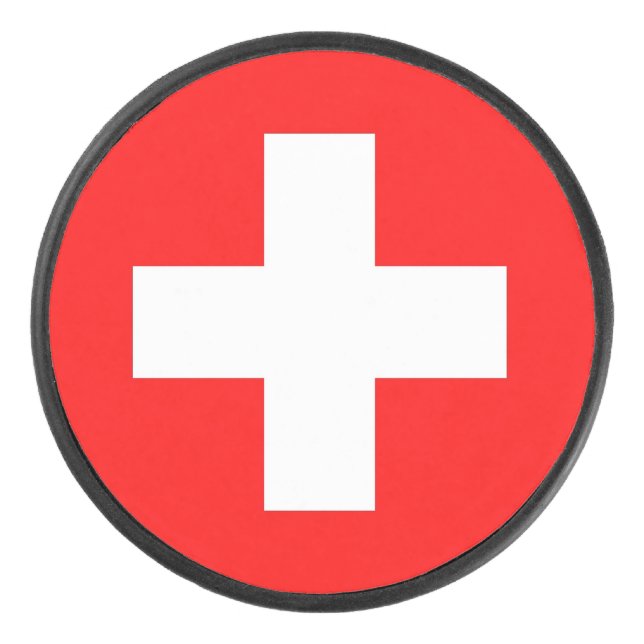 Disco De Hockey Pato patriótico de hockey con bandera suiza (Anverso)