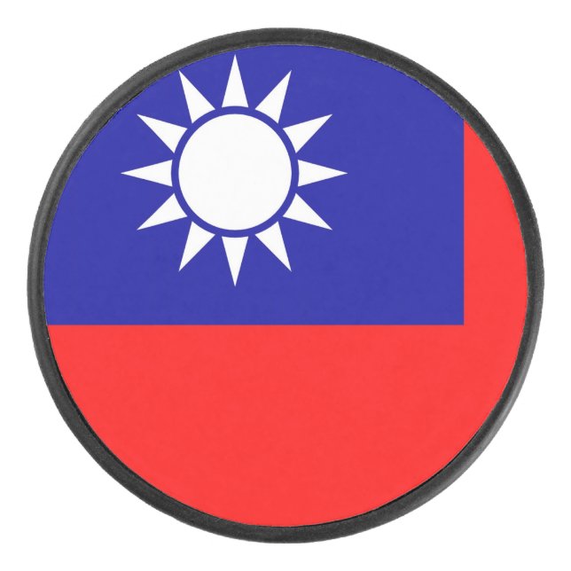 Disco De Hockey Pato patriótico de hockey con bandera taiwanesa (Anverso)