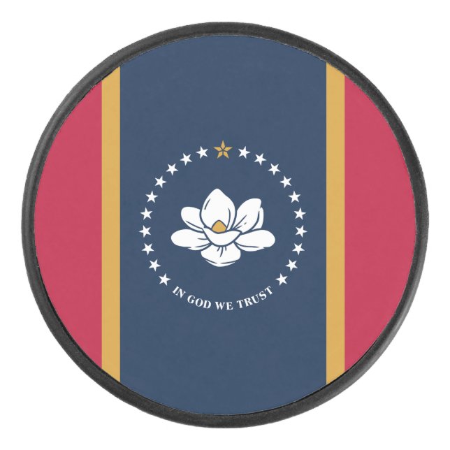 Disco De Hockey Patriotic hockey puck with flag of Mississippi (Anverso)