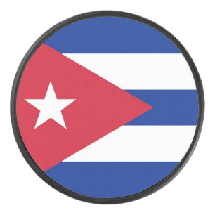 Disco de hockey patriótico con bandera de Cuba