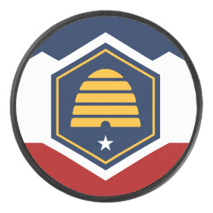 Disco de hockey patriótico con la bandera de Utah,