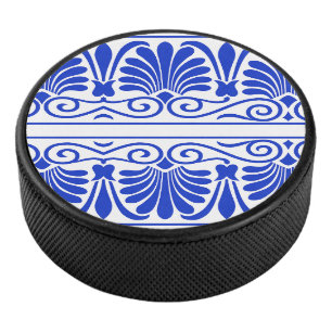 Disco De Hockey Patrón árabe del Mediterráneo griego Azul