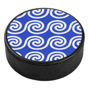Disco De Hockey Patrón azul de las ondas de las teclas del meandro