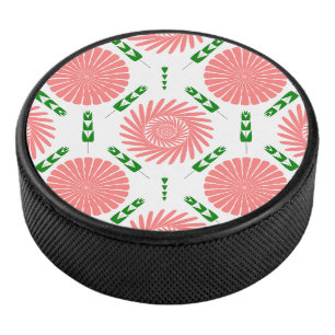 Disco De Hockey patrón con flores rosas