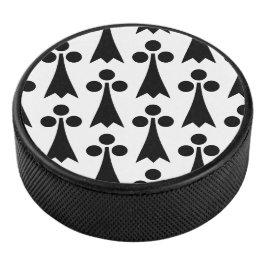 Disco De Hockey Patrón de armiño, patrón medieval, negro sobre bla