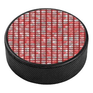 Disco De Hockey Patrón de bloques gris y rojo degradado