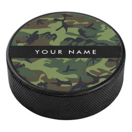 Disco De Hockey Patrón de camuflaje verde, nombre, personalización