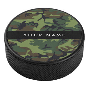 Disco De Hockey Patrón de camuflaje verde, nombre, personalización