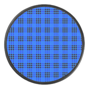 Disco De Hockey Patrón de cheques negros reales azul-57686