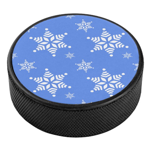 Disco De Hockey Patrón de copos de nieve, copos de nieve blancos,  (3/4)