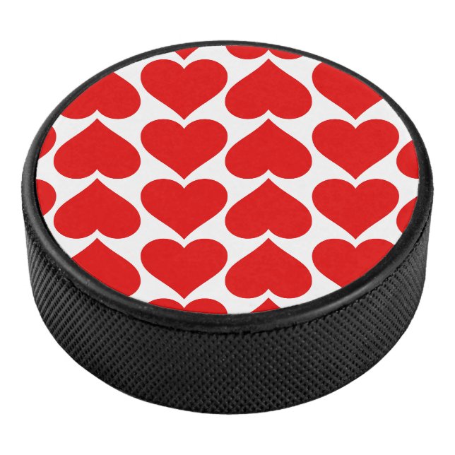 Disco De Hockey Patrón de corazón rojo, romántico, amor (3/4)
