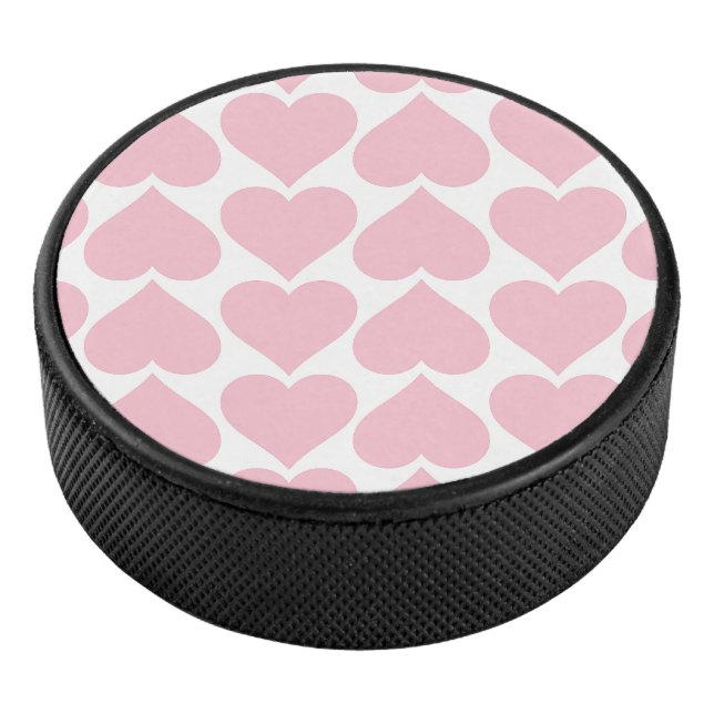 Disco De Hockey Patrón de corazón rosado, romántico, amor (3/4)