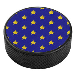 Disco De Hockey Patrón de estrellas de oro, azul marino, exclusivo