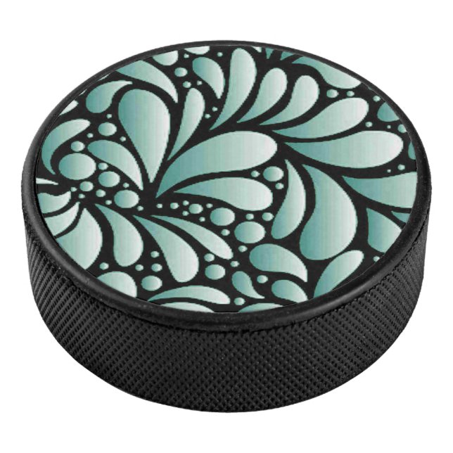 Disco De Hockey Patrón de flores deseables en verde minero (3/4)