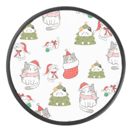 Disco De Hockey Patrón de gatos de Navidad lindos – Diseño festivo