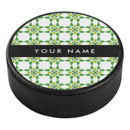 Disco De Hockey Patrón de Hoja, Hojas Verdes, Tu Nombre