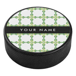 Disco De Hockey Patrón de hojas, hojas verdes, nombre