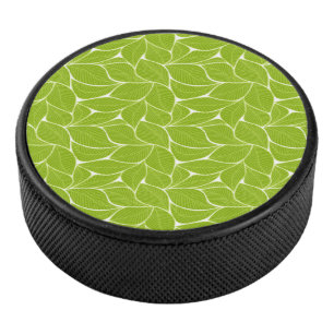 Disco De Hockey Patrón de hojas verdes