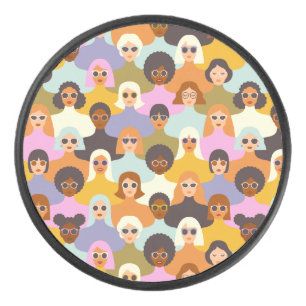 Disco De Hockey Patrón de las mujeres retro del mundo