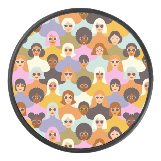 Disco De Hockey Patrón de las mujeres retro del mundo (Anverso)