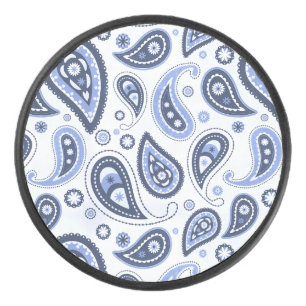 Disco De Hockey Patrón de paisley azul