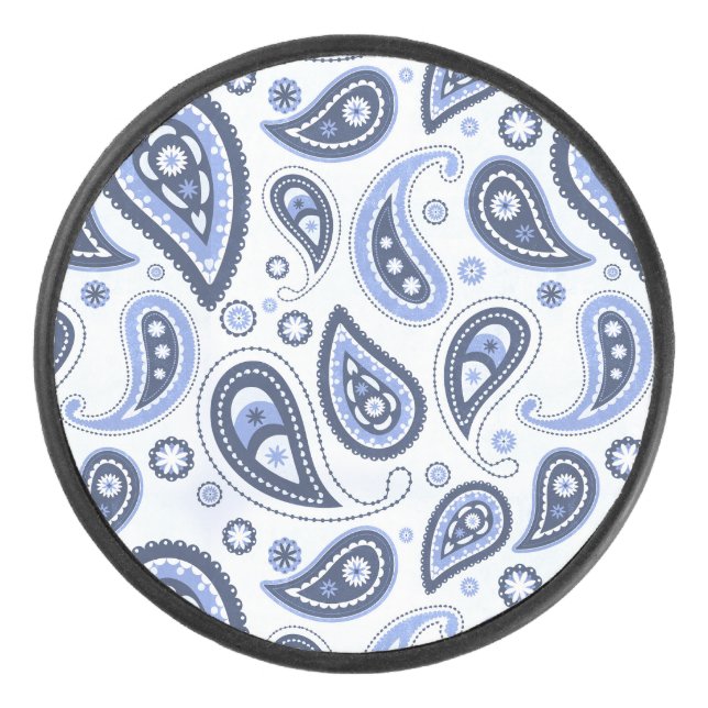 Disco De Hockey Patrón de paisley azul (Anverso)