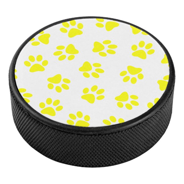 Disco De Hockey Patrón De Patas, Patas De Perro, Patas Amarillas (3/4)