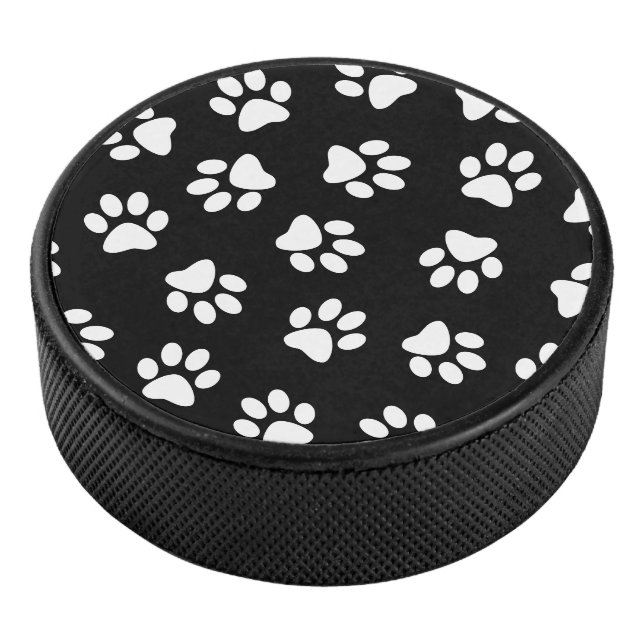 Disco De Hockey Patrón De Patas, Patas De Perro, Patas Blancas (3/4)