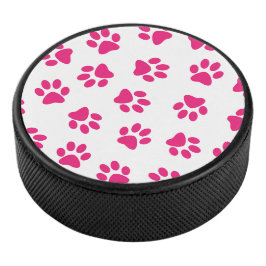 Disco De Hockey Patrón De Paws, Paws De Perro, Paws Rosados